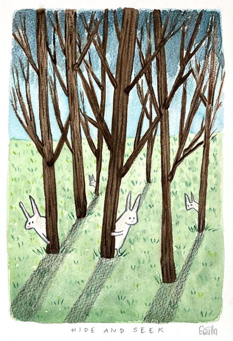 Hovedbilde Hide and seek  original akvarell