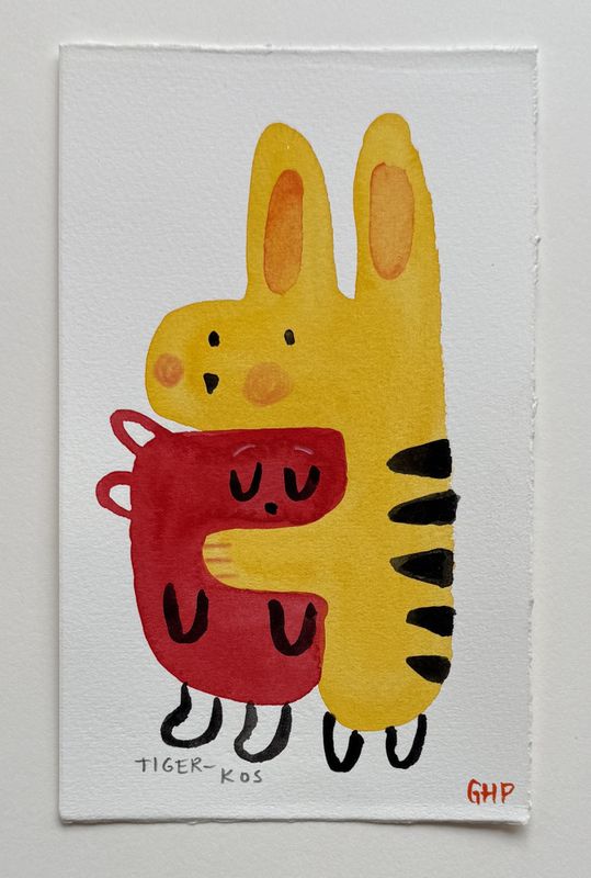 Tiger-kos - original akvarell